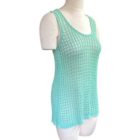 The Limited Open Knit/Mesh/Crochet Tank Top Sz S Green 151J - Picture 3 of 9
